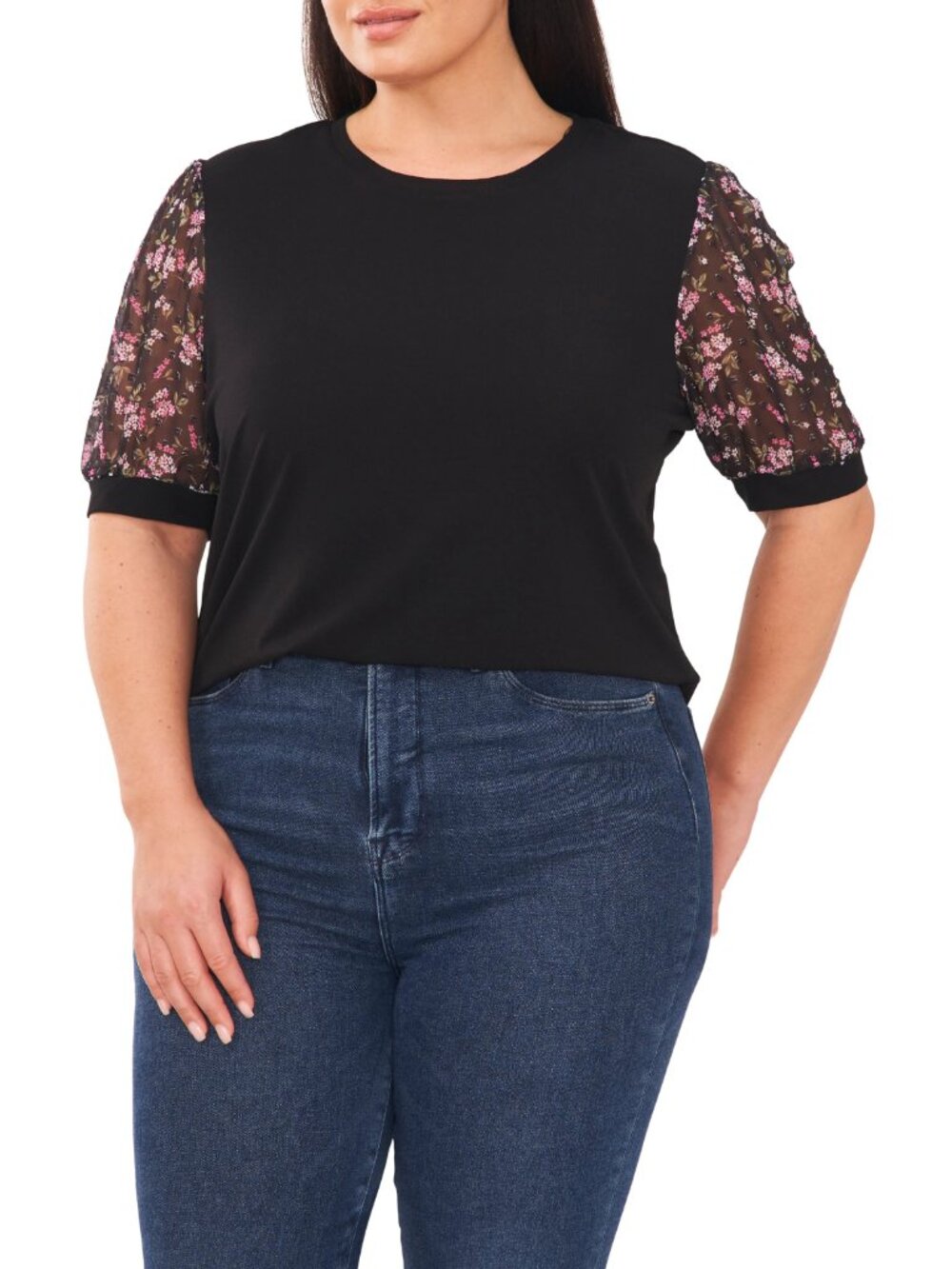 Cece Ditsy Puff Sleeve Top